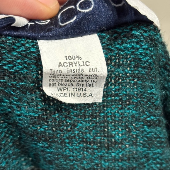 Kate Collins Vintage Striped Teal and Gray Dolman Sweater Dress Set Size Medium - Picture 9 of 10